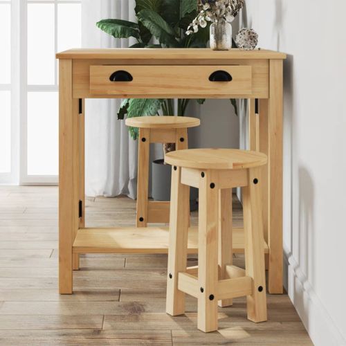 Tabourets de bar lot de 2 bois massif de pin - Photo n°2; ?>