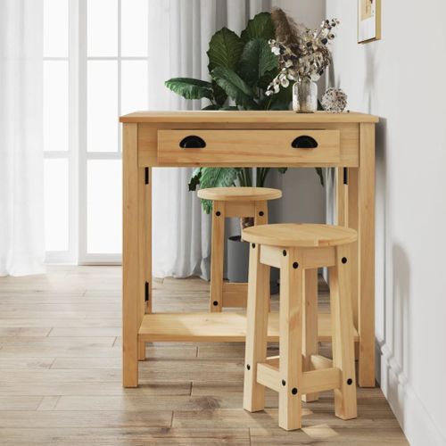 Tabourets de bar lot de 2 bois massif de pin - Photo n°3; ?>