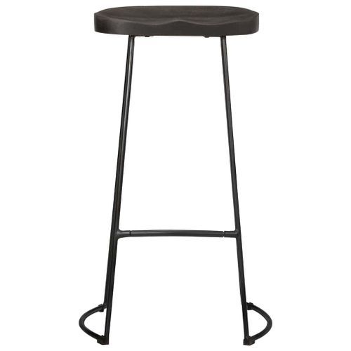 Tabourets de bar lot de 2 noir 45x40x78 cm bois manguier massif - Photo n°2; ?>