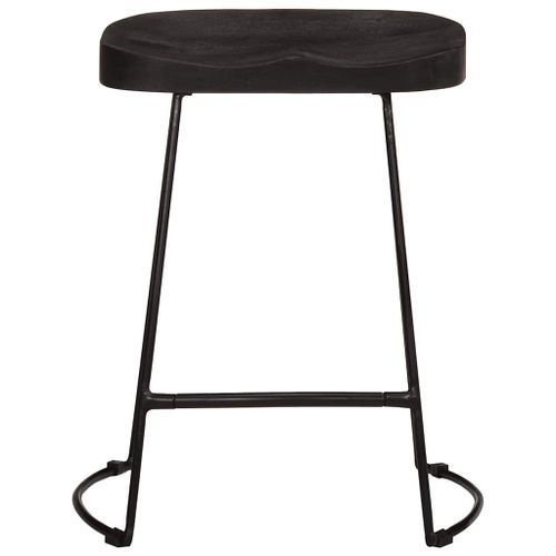 Tabourets de bar lot de 2 noir 46x38x52 cm bois manguier massif - Photo n°2; ?>