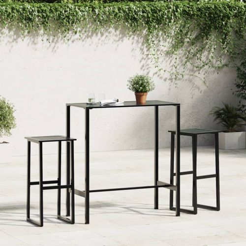 Tabourets de bar lot de 2 noir acier enduit de poudre - Photo n°3; ?>