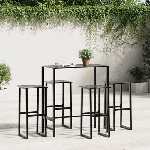 Tabourets de bar lot de 4 noir acier enduit de poudre - Photo n°3; ?>