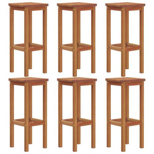 Tabourets de bar lot de 6 bois massif d'acacia - Photo n°2; ?>