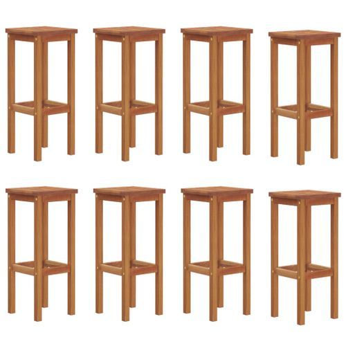 Tabourets de bar lot de 8 bois massif d'acacia - Photo n°2; ?>