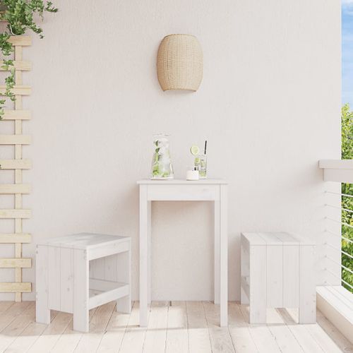 Tabourets de jardin 2 pcs blanc 40x36x45 cm bois massif de pin - Photo n°2; ?>