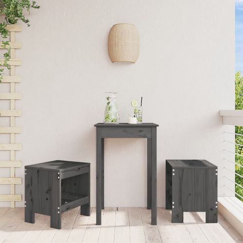 Tabourets de jardin 2 pcs gris 40x36x45 cm bois massif de pin - Photo n°2; ?>