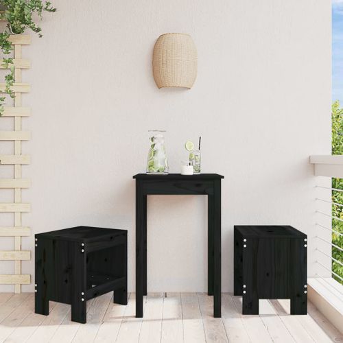 Tabourets de jardin 2 pcs noir 40x36x45 cm bois massif de pin - Photo n°2; ?>