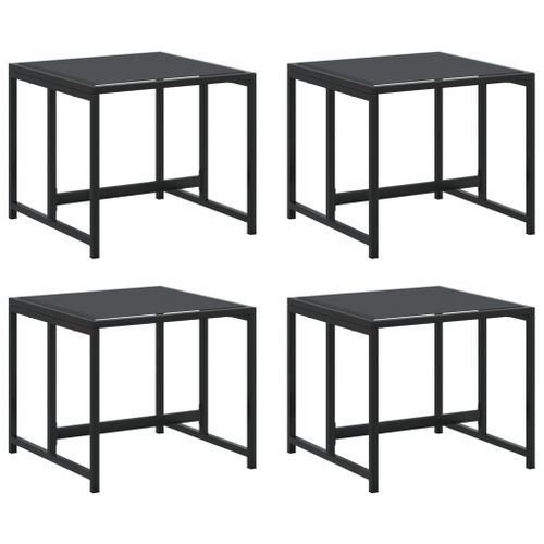 Tabourets de jardin 4 pcs noir acier et textilène - Photo n°2; ?>