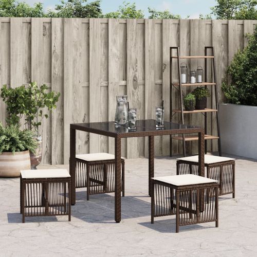 Tabourets de jardin avec coussins 4pcs marron 41x41x36 cm rotin - Photo n°3; ?>