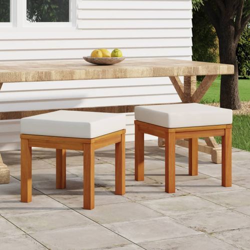 Tabourets de jardin et coussins 2 pcs 40x40x42 cm Acacia solide - Photo n°2; ?>