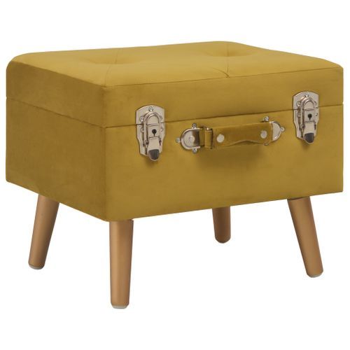 Tabourets de rangement lot de 3 Jaune moutarde Velours - Photo n°2; ?>