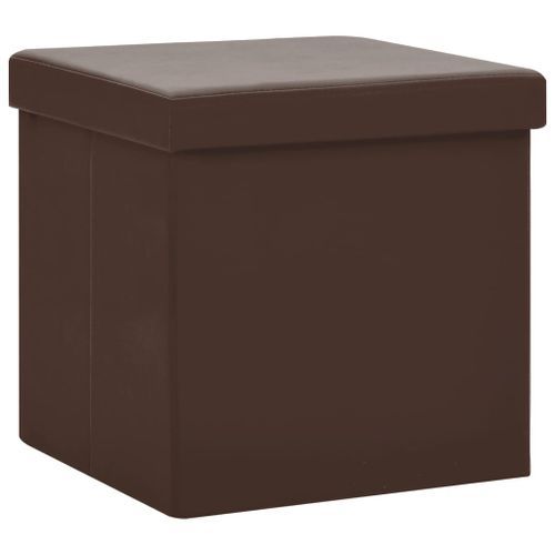 Tabourets de rangement pliables 2 pcs Marron PVC - Photo n°3; ?>