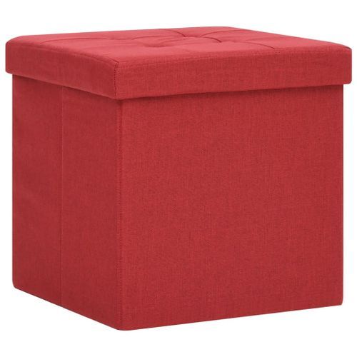 Tabourets de rangement pliables lot de 2 bordeaux Faux lin - Photo n°3; ?>