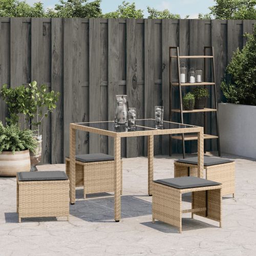 Tabourets jardin et coussins lot de 4 mélange beige 41x41x36 cm - Photo n°3; ?>