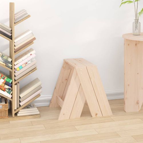 Tabourets lot de 2 40x40x45 cm bois massif de pin - Photo n°3; ?>