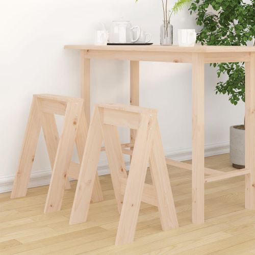 Tabourets lot de 2 40x40x60 cm bois massif de pin - Photo n°2; ?>