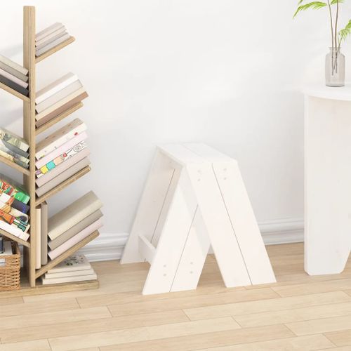 Tabourets lot de 2 blanc 40x40x45 cm bois massif de pin - Photo n°3; ?>