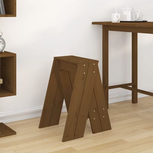 Tabourets lot de 2 marron miel 40x40x60 cm bois massif de pin - Photo n°3; ?>