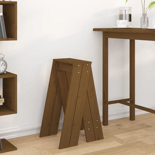 Tabourets lot de 2 marron miel 40x40x75 cm bois massif de pin - Photo n°3; ?>