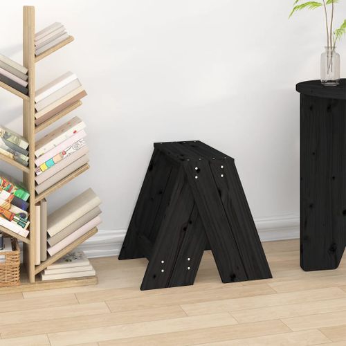 Tabourets lot de 2 noir 40x40x45 cm bois massif de pin - Photo n°3; ?>