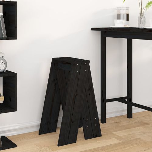 Tabourets lot de 2 noir 40x40x75 cm bois massif de pin - Photo n°3; ?>