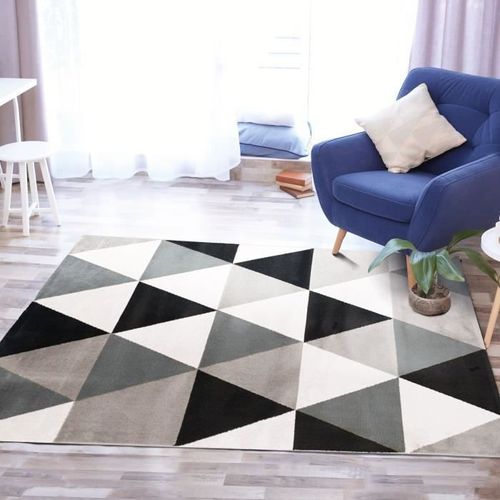 TAO SCANDI Tapis de salon - 120 x 170 cm - Polypropylene - Noir - Photo n°2; ?>