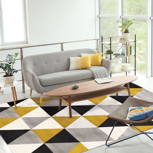TAO SCANDI Tapis de salon - 190 x 290 cm - Polypropylene - Jaune - Photo n°2; ?>