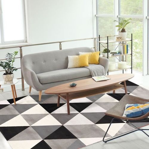 TAO SCANDI Tapis de salon - 190 x 290 cm - Polypropylene - Noir - Photo n°2; ?>