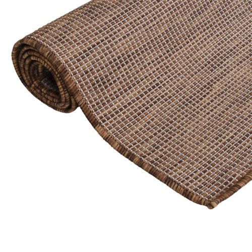 Tapis à tissage plat d'extérieur 100x200 cm Marron - Photo n°3; ?>