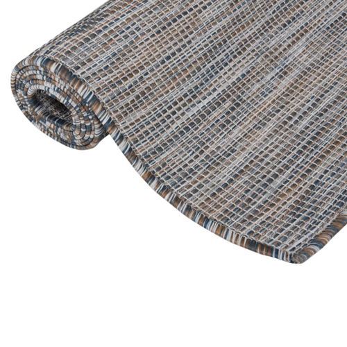 Tapis à tissage plat d'extérieur 100x200 cm Marron et noir - Photo n°3; ?>