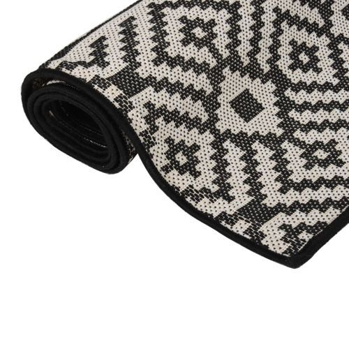 Tapis à tissage plat d'extérieur 100x200 cm Rayures noires - Photo n°3; ?>