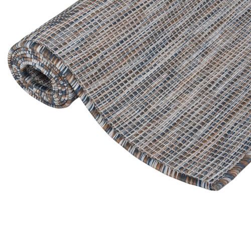 Tapis à tissage plat d'extérieur 120x170 cm Marron et bleu - Photo n°3; ?>