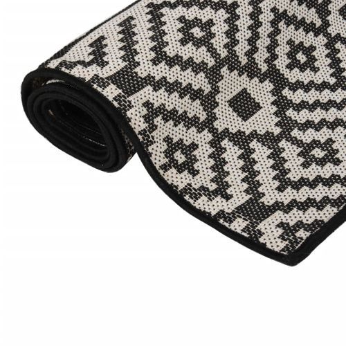 Tapis à tissage plat d'extérieur 80x150 cm Rayures noires - Photo n°3; ?>