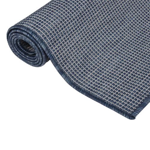 Tapis à tissage plat d'extérieur 80x250 cm Bleu - Photo n°3; ?>