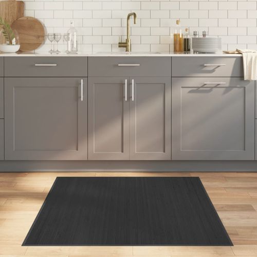 Tapis carré gris 100x100 cm bambou - Photo n°2; ?>