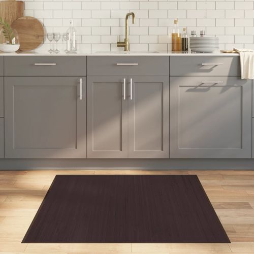 Tapis carré marron foncé 100x100 cm bambou - Photo n°2; ?>