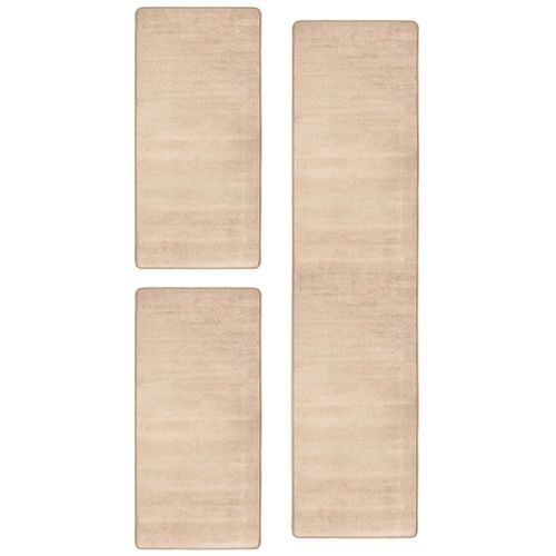 Tapis de lit Shaggy Poils longs 3 pcs Beige - Photo n°2; ?>