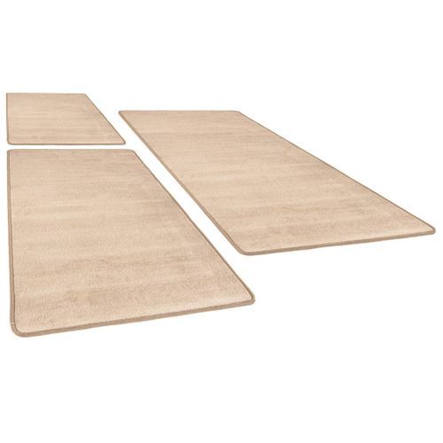 Tapis de lit Shaggy Poils longs 3 pcs Beige 2 - Photo n°3; ?>
