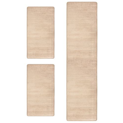 Tapis de lit Shaggy Poils longs 3 pcs Beige 3 - Photo n°2; ?>