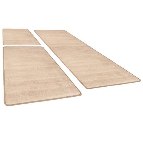 Tapis de lit Shaggy Poils longs 3 pcs Beige 3 - Photo n°3; ?>