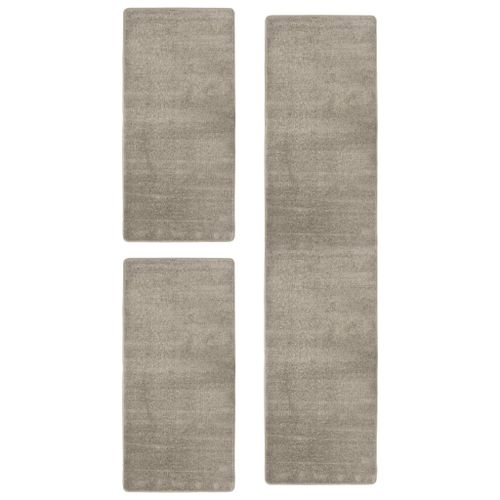 Tapis de lit Shaggy Poils longs 3 pcs Gris 3 - Photo n°2; ?>