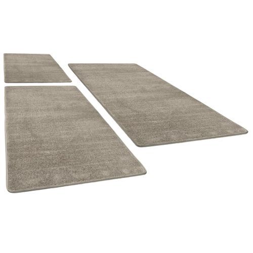 Tapis de lit Shaggy Poils longs 3 pcs Gris - Photo n°3; ?>
