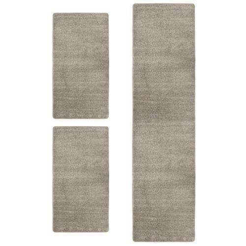 Tapis de lit Shaggy Poils longs 3 pcs Gris 2 - Photo n°2; ?>