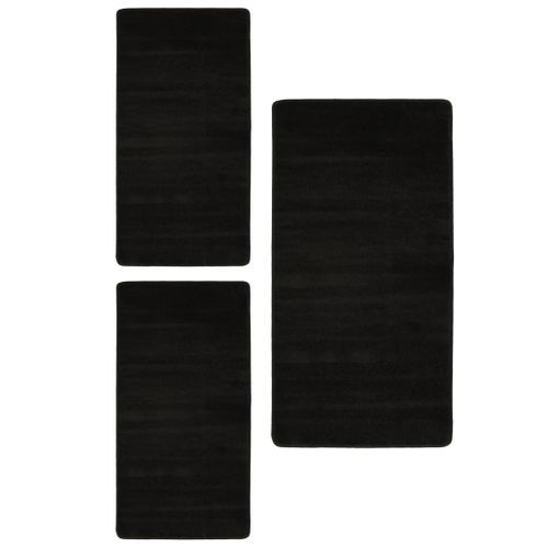 Tapis de lit Shaggy Poils longs 3 pcs Noir - Photo n°2; ?>