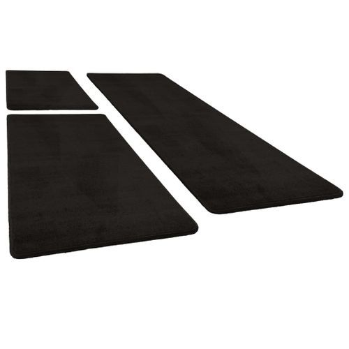 Tapis de lit Shaggy Poils longs 3 pcs Noir 3 - Photo n°3; ?>