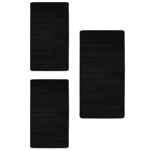 Tapis de lit Shaggy Poils longs 3 pcs Noir 4 - Photo n°2; ?>