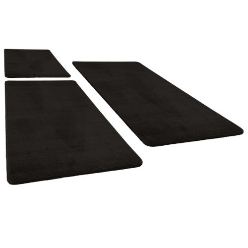 Tapis de lit Shaggy Poils longs 3 pcs Noir 4 - Photo n°3; ?>