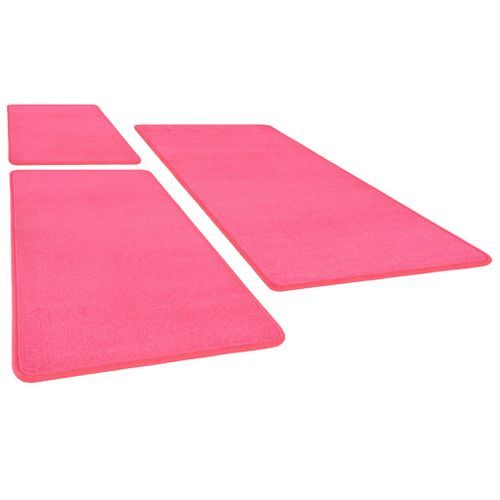 Tapis de lit Shaggy Poils longs 3 pcs Rose 4 - Photo n°3; ?>