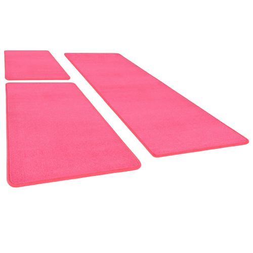 Tapis de lit Shaggy Poils longs 3 pcs Rose 2 - Photo n°3; ?>