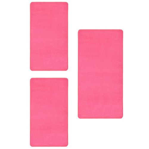 Tapis de lit Shaggy Poils longs 3 pcs Rose - Photo n°2; ?>